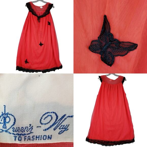 Queens Way Other - Queens Way Vtg Sheer Midi Nightgown Peignoir Size Large Babydoll Chiffon